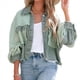thumbnail image 2 of Chaqueta Informal de Larga con Solapa para Mujer, Otoño e Invierno, con Lavado y Cepillado en Color Contrastante. Verde L, 2 of 10