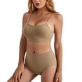 thumbnail image 3 of Xijirk Lingerie Sets for Women,Two Piece U Neck Seamless Solid Halter High Waist Bra Fashion Underwear Bra Set for Comfortable Lounge and Nightwear,Lingerie Sets,Khaki,M, 3 of 9
