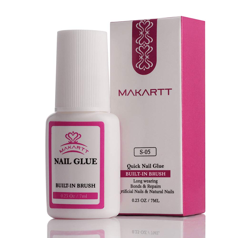 Makartt Nail Glue for Acrylic Nails, Brush on Nail Glue for Nail Repair
