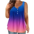 thumbnail image 1 of Soki Débardeurs Grande Taille pour Femmes Été Plissé Uni Évasé Blouse Décontractée Tendance Tunique à Boutons Sans Manches, 1 of 4