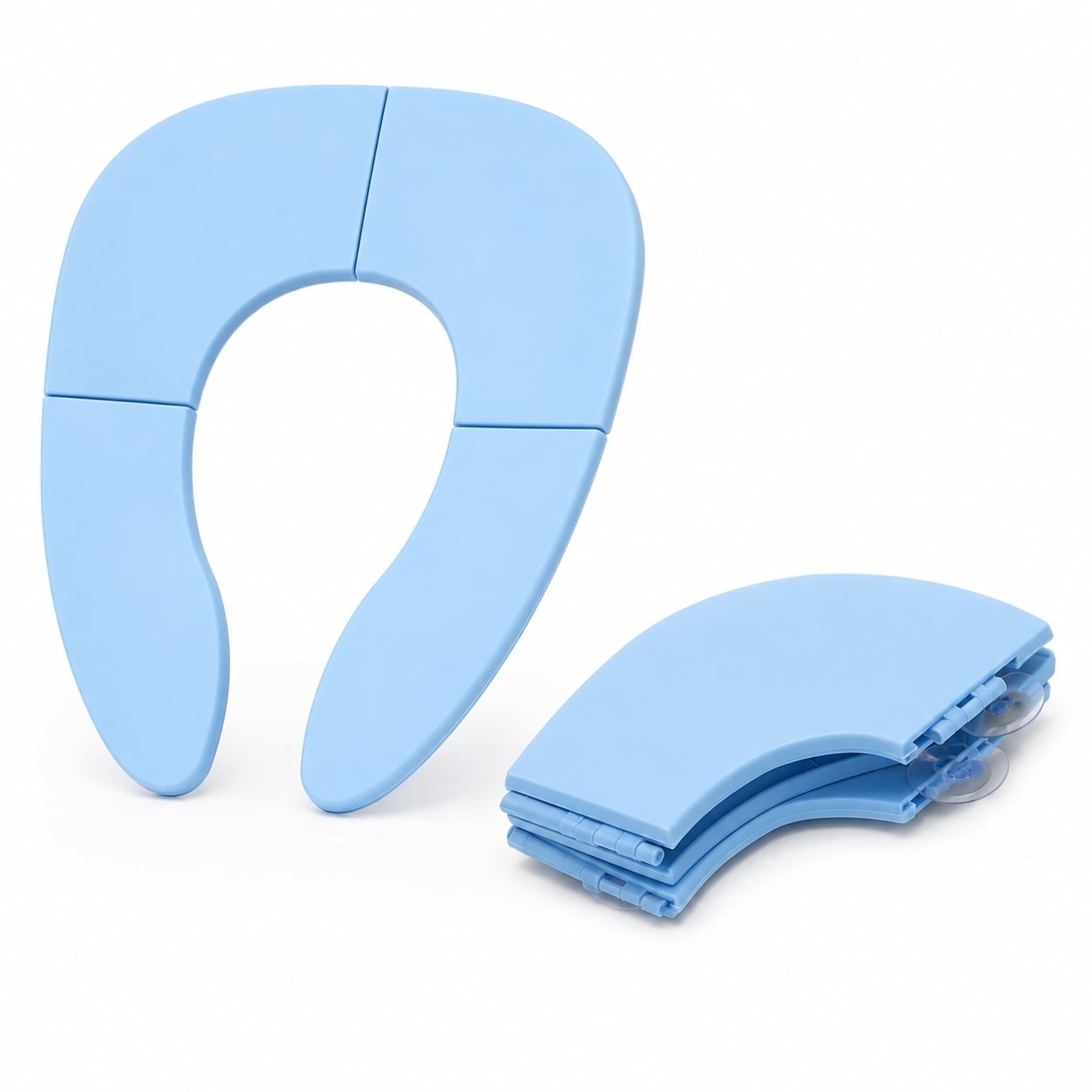 Foldable Travel Potty Seat for Toddlers, Portable Potty Training Seat with Non-Slip Suction Cups, Compact Toddler Toilet Seat for Home, Travel, Public Restrooms and Potty Training - Blue
