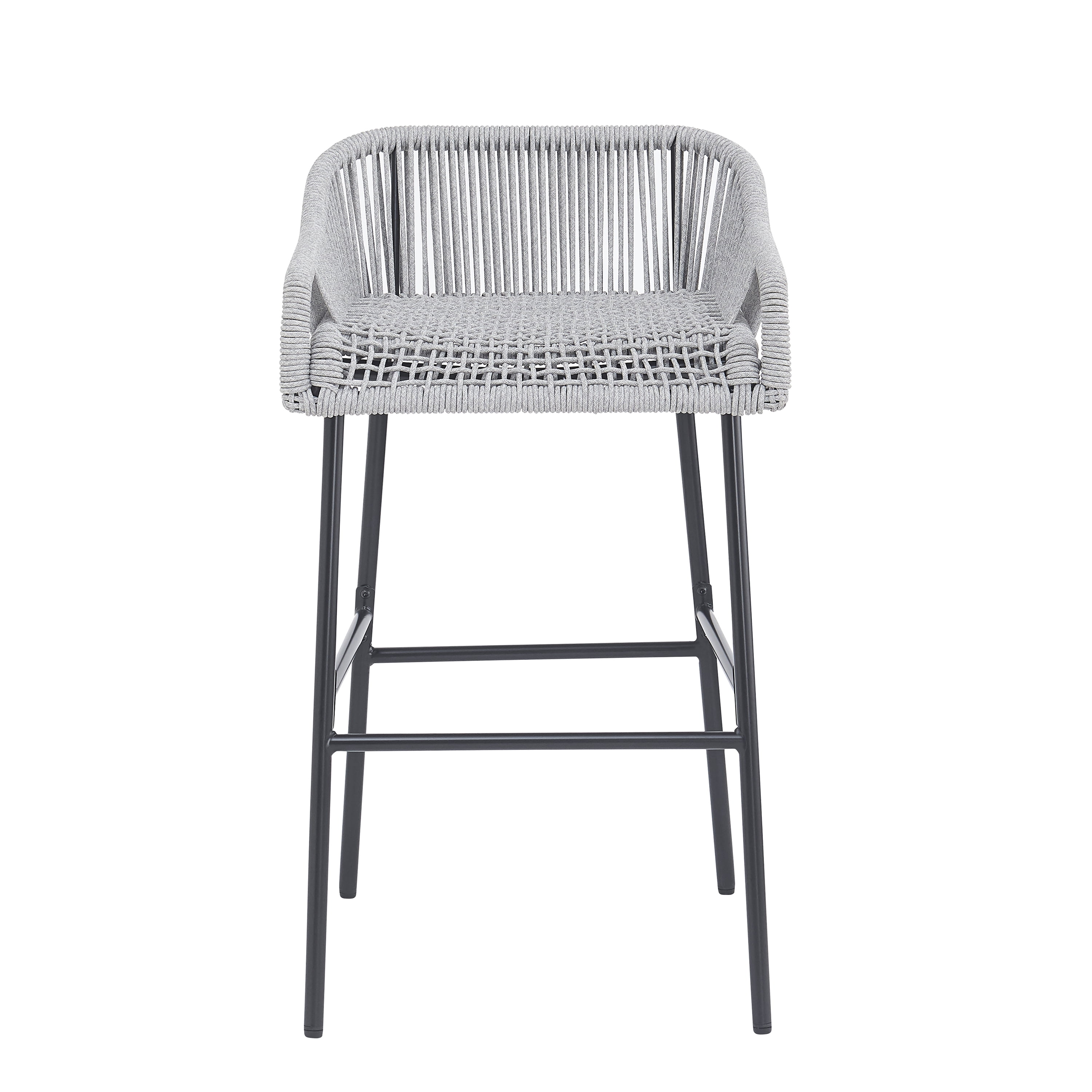 Outdoor Rope Bar Stools Set of 2 for Patio Bar Counter, Light Gray