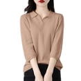 thumbnail image 4 of Women's Clothing Casual Long Sleeve Pullover Knit Sweaters Business Teacher Top Oversized Sweater Soft Round Neck Comfortable Tops Loose Fit Solid Color Basic For Fall Winter, 4 of 4