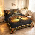 thumbnail image 2 of Homewish Bohemian Nature Tree 7-Piece King Bedding,Vintage Botanical Art King Bed in a Bag,Black Orange,Black Reversible, 2 of 8