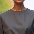 thumbnail image 2 of MORTTIC Women's Elegant Round Neck Solid Color Mid-Sleeve Maxi Dress with Waist Accent Ruffle Detail Dark Gray，XL, 2 of 8