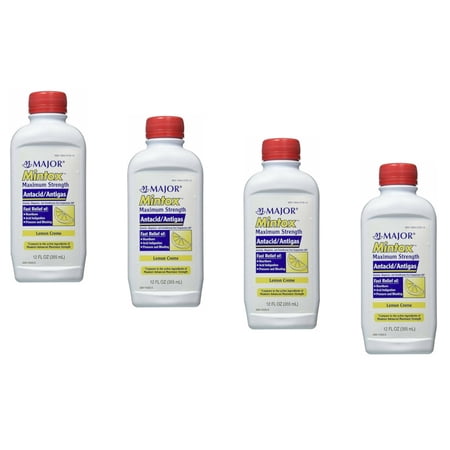 Major Mintox Maximum Strength Antacid/Antigas Liquid, 12 oz. (Set of 4)