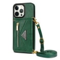 thumbnail image 5 of Nalacover for iPhone 14 Pro Zipper Wallet Case,Luxury Premium PU Leather Back Soft TPU Magnetic Buckle Flip Card Pocket Shockproof Slim Cover with Adjustable Crossbody Shoulder Strap,Green, 5 of 15