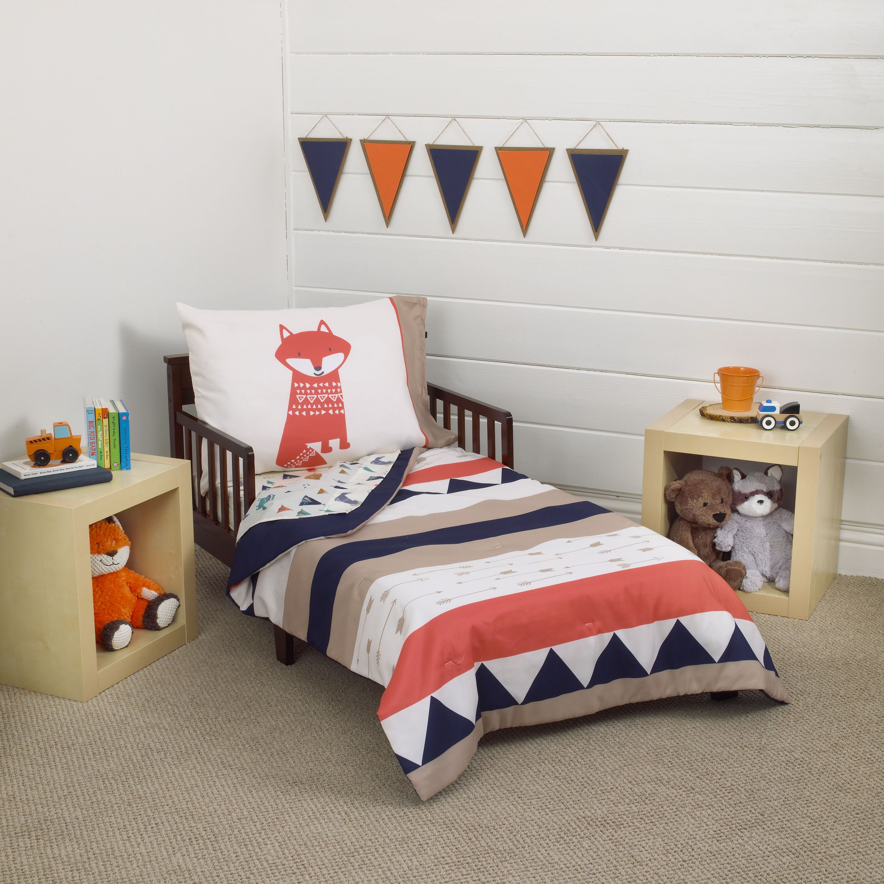 Bedding Set Padded with Doll Motif cot/pram/bed. Navy- Dolls,Embroidered 