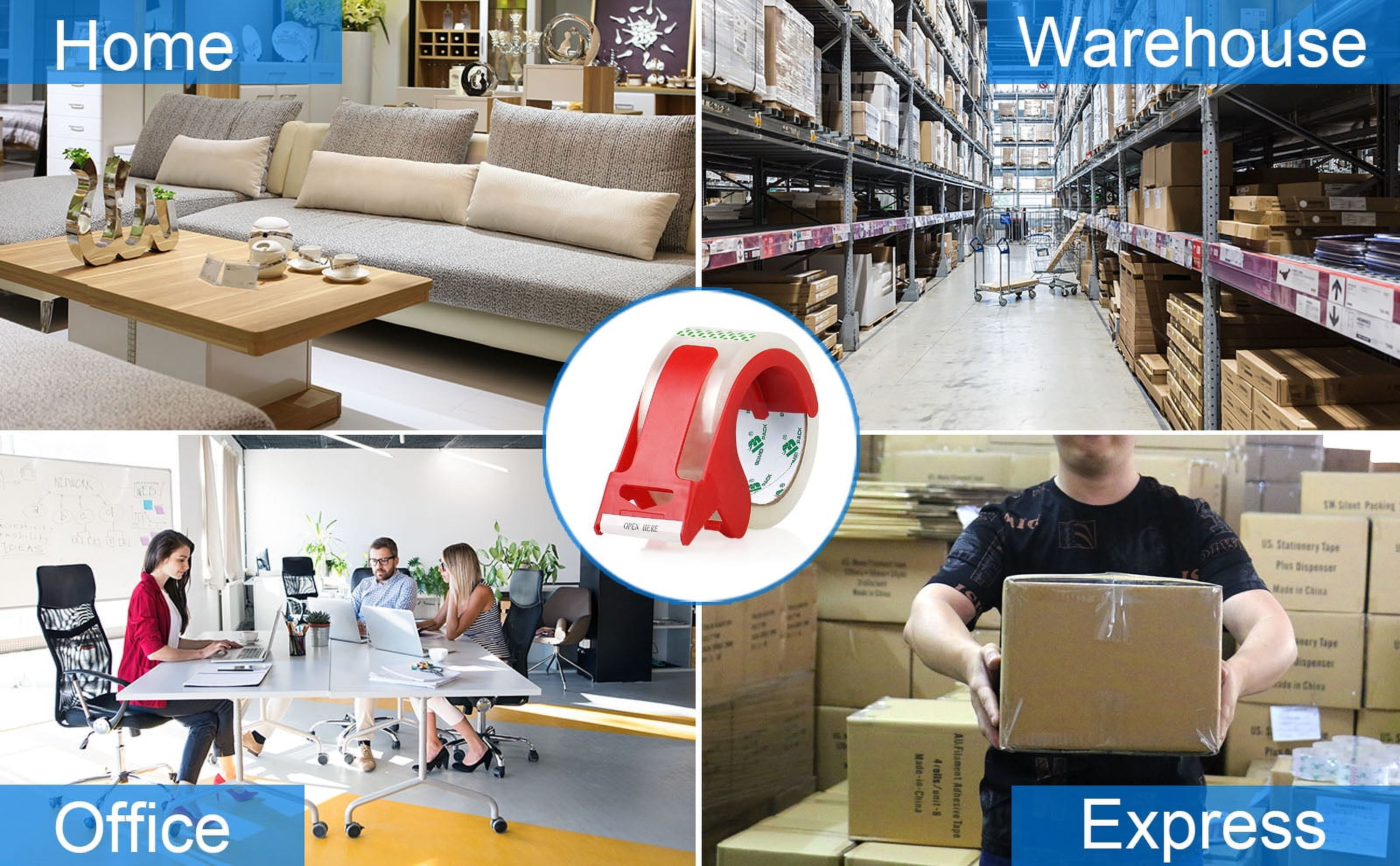 BOMEI PACK No Noise Packing Tape,Heavy Duty Packaging Tape, Refill Rolls for Sealing Packing and Shipping, 2.4 Mil Thick 1.88 Inch x 60 Yards 6rolls