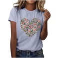 thumbnail image 1 of Primavera Top Mujeres de Moda de Cuello Redondo con Patrones de Corazón de Manga Corta Camiseta Top para Uso Diario Y de Fiesta, 1 of 5