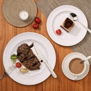 TP 18-Piece Pure White Melamine Dinnerware Set, Plates and Bowls Set, Service for 6, Dishwasher Safe