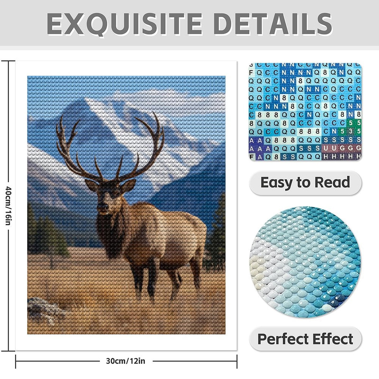 Diamond Art Kits for Adults - 5d Elk Majestic Mountain Landscape Diamond Painting for Adults, Diamond Art for Adults Beginners, Diamond Painting Kits for Adults for Home Wall Decor