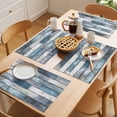 thumbnail image 5 of Blue Grey Wooden Placemats Set of 6 Farmhouse Vintage Cabin Stripes Place Mats Indoor Wipeable Table Mats Washable Cloth Dining Table Placemats for Kitchen Holiday Party Home Decor 13x19 Inch, 5 of 9