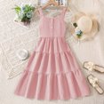 thumbnail image 2 of akafmk Teen Girls Cute Dresses Round Neck Button Down Flowy Tiesred Midi Sundress 7-15 Years, 2 of 7