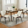 thumbnail image 3 of Dining Chairs Set of 6, Mid-Century Modern Upholstered Retro PU Leather Kitchen Chairs with Walnut Bentwood Back and Metal Legs Adjustable Feet for Kitchen Dining Room, White Shell Strips, 3 of 7