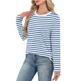 thumbnail image 4 of Women's Striped Long Sleeve Shirts 2026 Spring Fall Tops Fashion Color Block Top Clothing Loose Crewneck Tee Blouses, 4 of 6