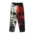thumbnail image 3 of Lsque Red And White Screaming Demon Skull Print Women's Pajama Pants, Lounge Pant - Comfortable Home Wear,Elastic Waistband, Stylish Design-Large, 3 of 9