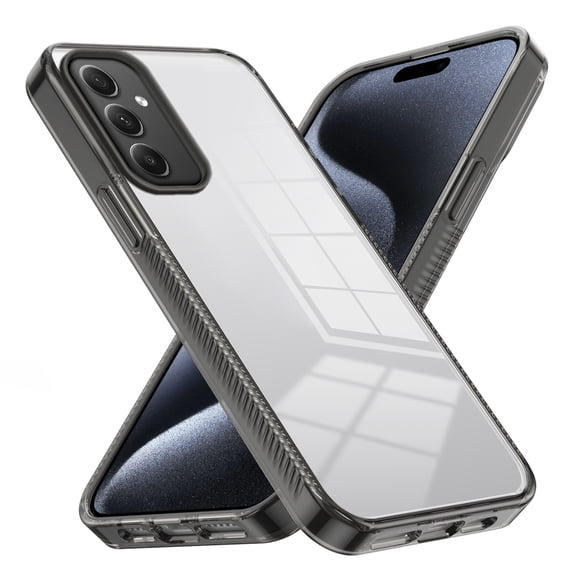 Compatiable with Samsung Galaxy A35 Case Clear, Transparent Crystal Shockproof Phone Case, Slim Anti-Scratch Hard PC Soft TPU Back Protective Cover Bumper Non-Slip Design, Black