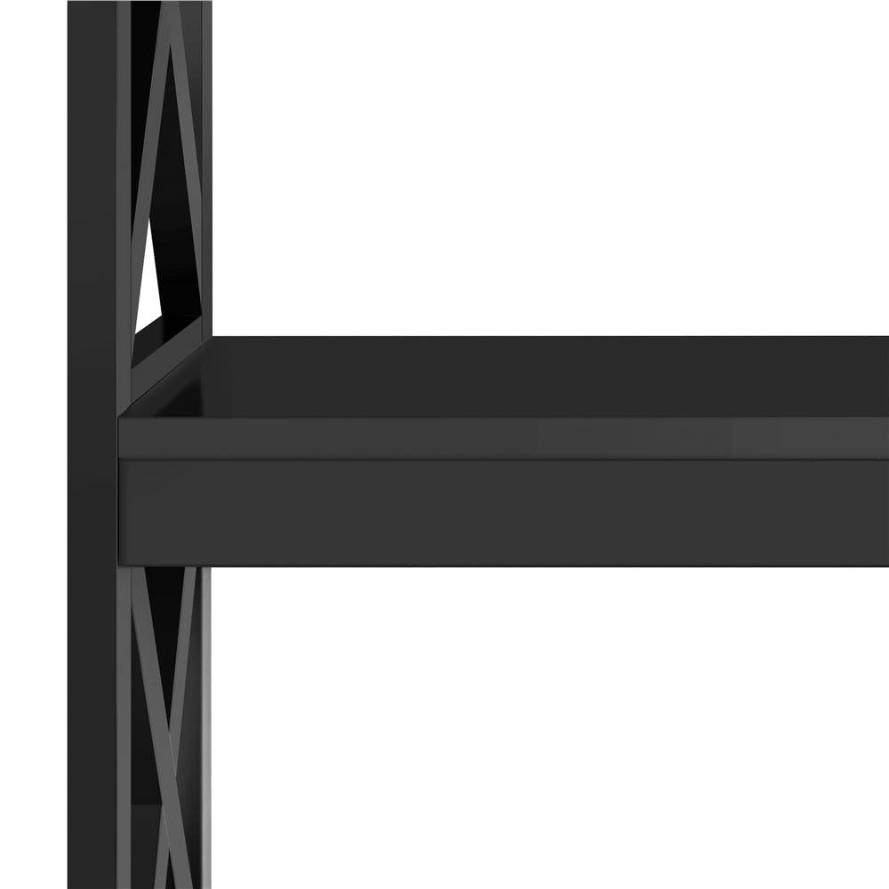 Renwick 3-Tier Wooden X-Design Console Table with Storage Shelves for Living Room, Black