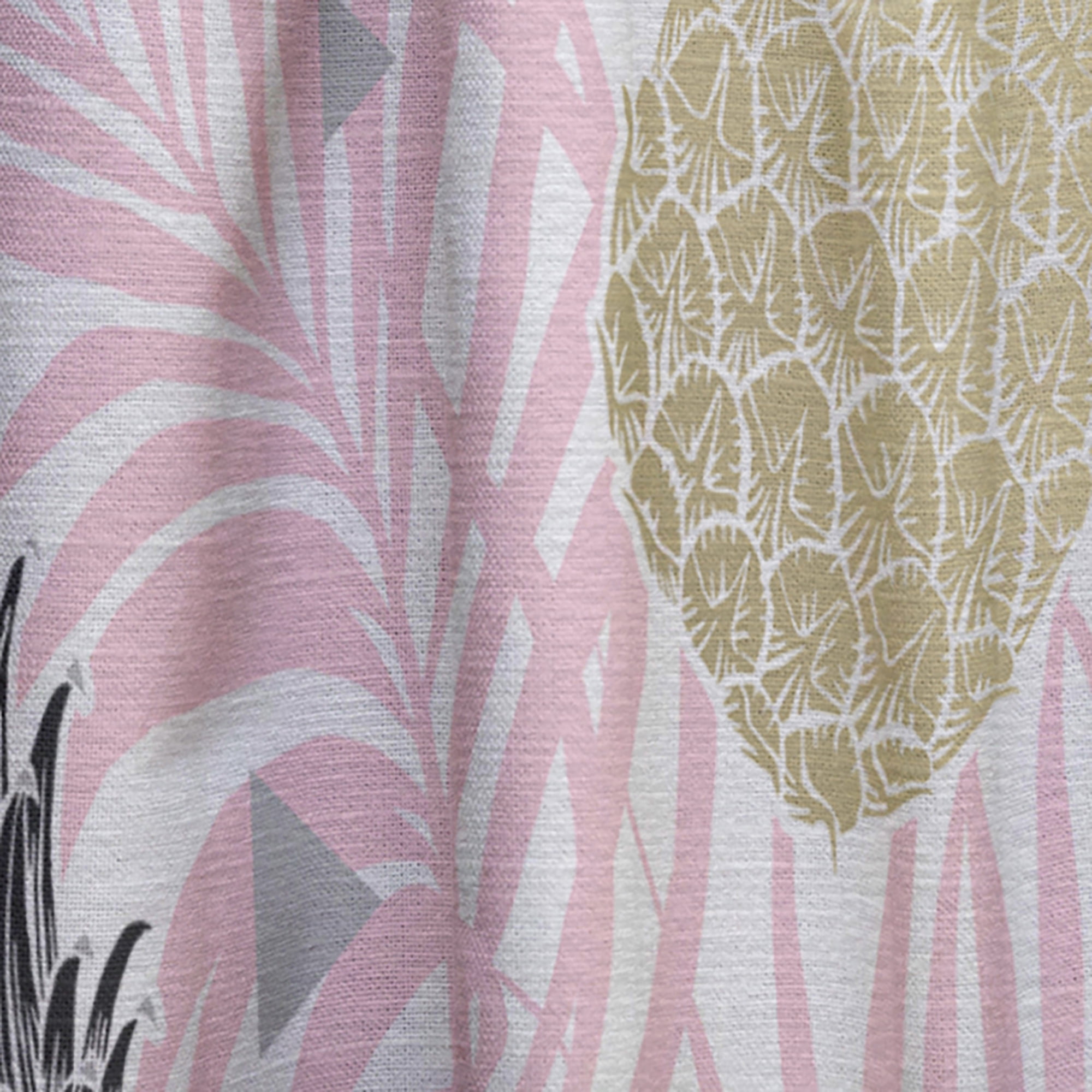 Designart 'Golden Pineapple With Pink Leaves' Mid-Century Modern Curtain Panel