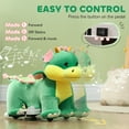 thumbnail image 5 of Qaba 6V Kids Ride on Horse, Triceratops Shaped Battery Powered Ride on Toy with Music Forward, PU Wheels, for Girls Boys Aged 18-36 Months, Green, 5 of 9