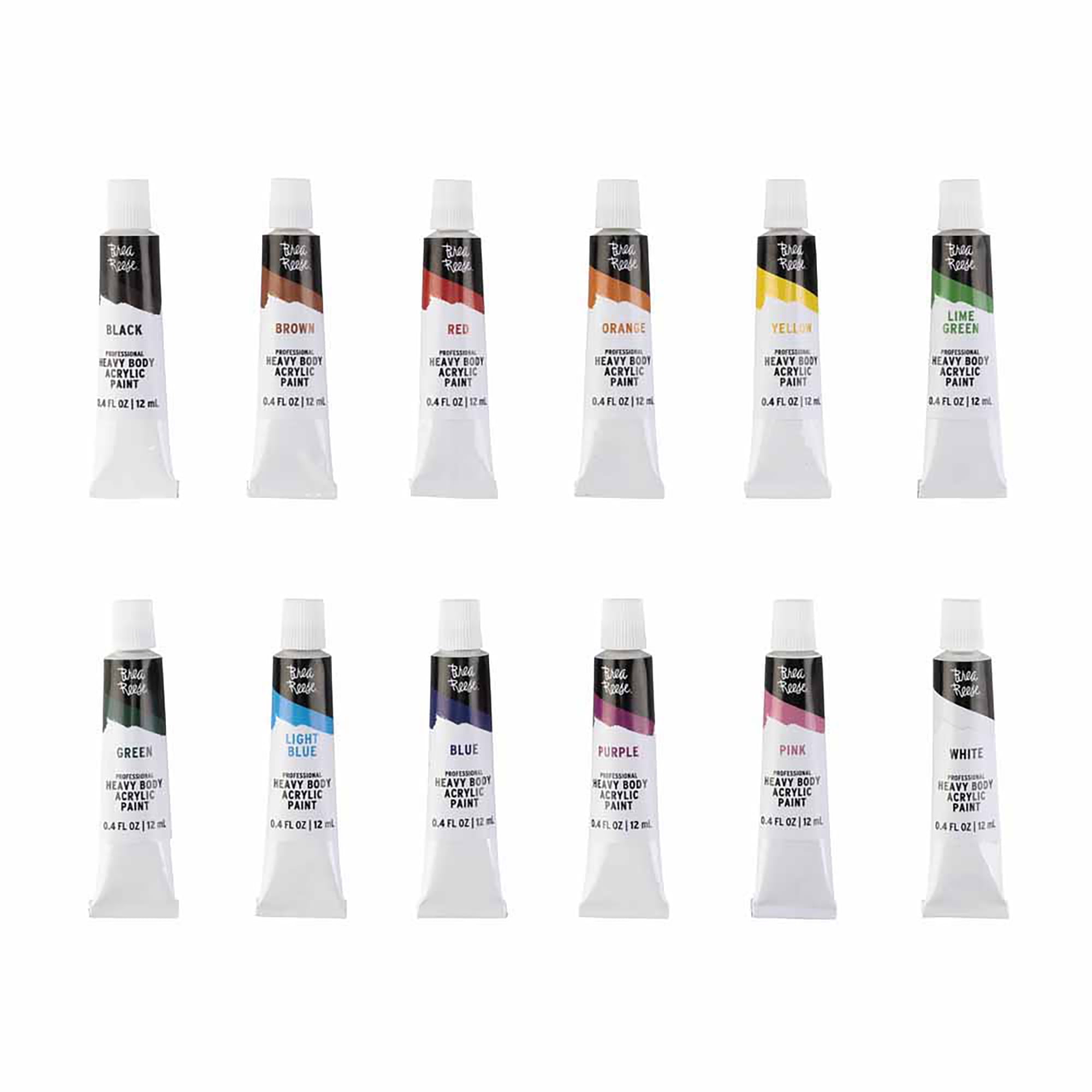 Professional Heavy Body Acrylic Paint Set - Classic Colors - 12 Tubes