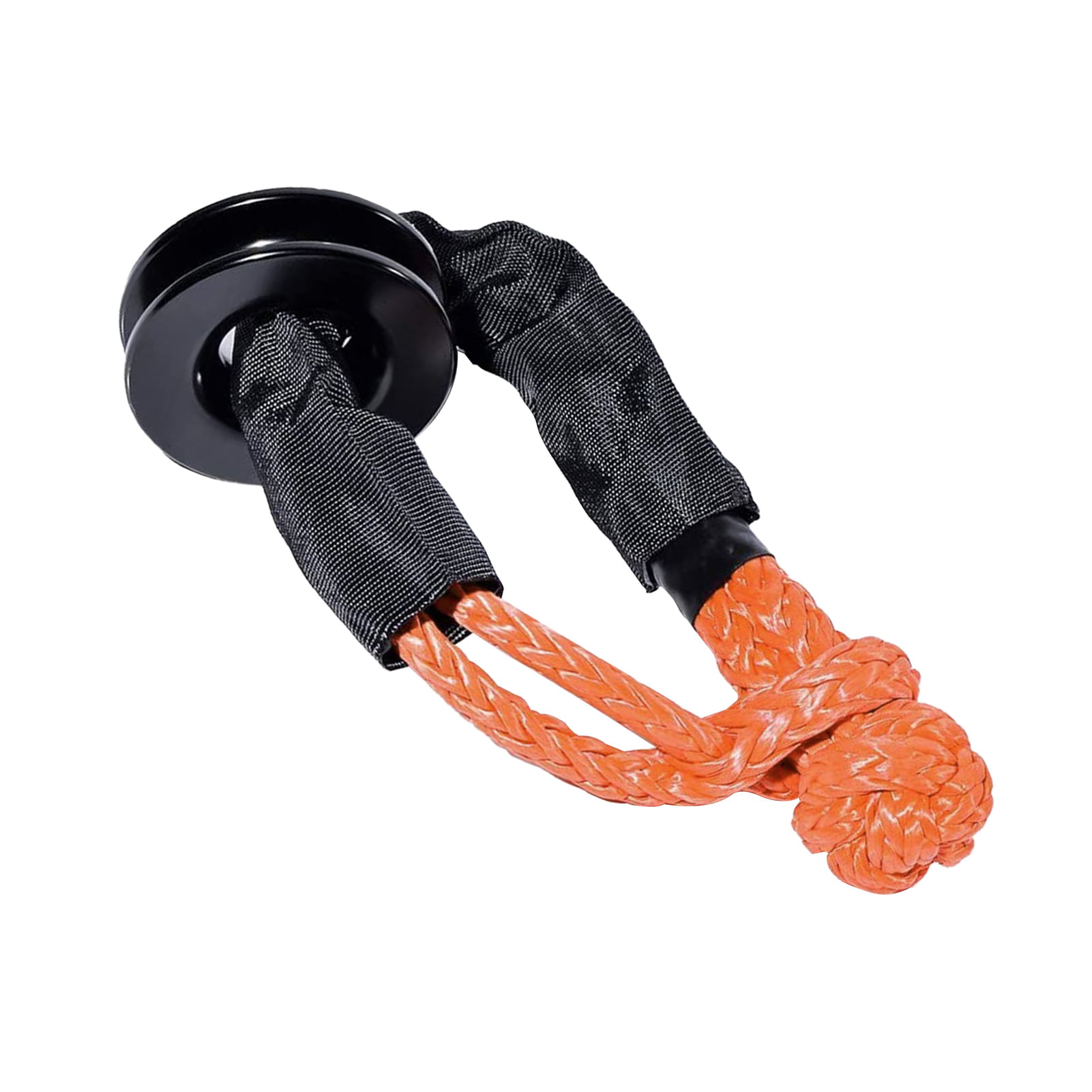 Recovery Ring Snatch-Ring Block Pulley W/ 2X Soft Shackle Rope Tow Winch Straps 