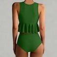 thumbnail image 5 of LEKWK High Waisted Tankini Swimsuits for Women 2 Piece Ruffle Hem Crop Top High Neck Modest Bathing Suits Tummy Control Bottoms Summer Swim Outfits, 5 of 7