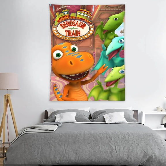 Dinosaur Train Flag Funny Tapestry Indoor Outdoor Wall Art Tapestry for Bedroom Teens Room Decoration Living Room Bedroom 30"×40"inch
