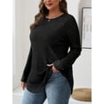 thumbnail image 2 of Women’s Ribbed Knit Long Sleeve Sweater Clothes Tunic Tops Loose Fit Dressy Crewneck Pullover Shirts Curved Hem Relaxed Fit Crew Neck Top Fall Winter Clothes Casual Outfits, 2 of 6