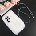 thumbnail image 5 of Compatible with Galaxy S24 Ultra Case Cute Plush Furry Case with Glitter Lanyard Strap Bling Diamond Camera Lens Protection Soft Fluffy Shockproof Cover for Women Girls, White, 5 of 10
