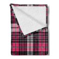 thumbnail image 2 of Checkered Soft Flannel Fleece Throw Blanket, Symmetrical Lines Squares Geometric Old Tartan Inspired Design Print, Cozy Plush for Indoor and Outdoor Use, 50" x 60", White Black Pink, by Ambesonne, 2 of 5