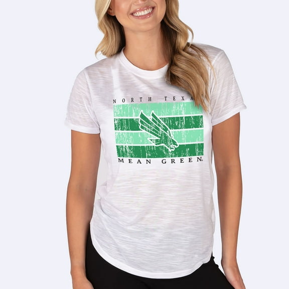 Women's Concepts Sport White North Texas Mean Green Infuse Lightweight Slub Knit Top