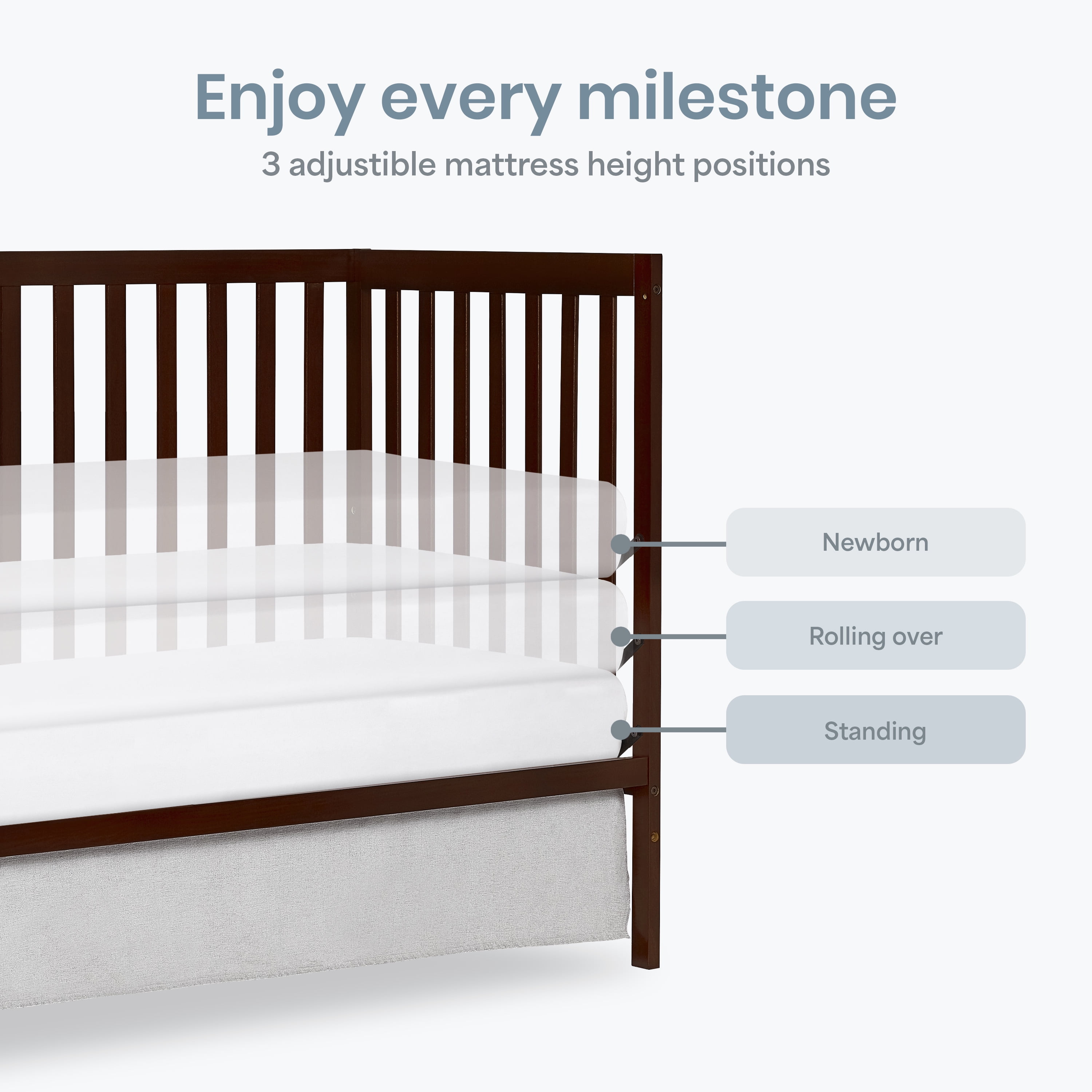 Dream On Me Synergy 5 in 1 Convertible Crib in Espresso, Greenguard Gold Certified