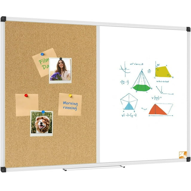 XBoard Tableau Blanc Magnétique 36 x 24 - Tableau Blanc Combiné Tableau Effaçable à Sec Tableau en Liège 36 x 24
