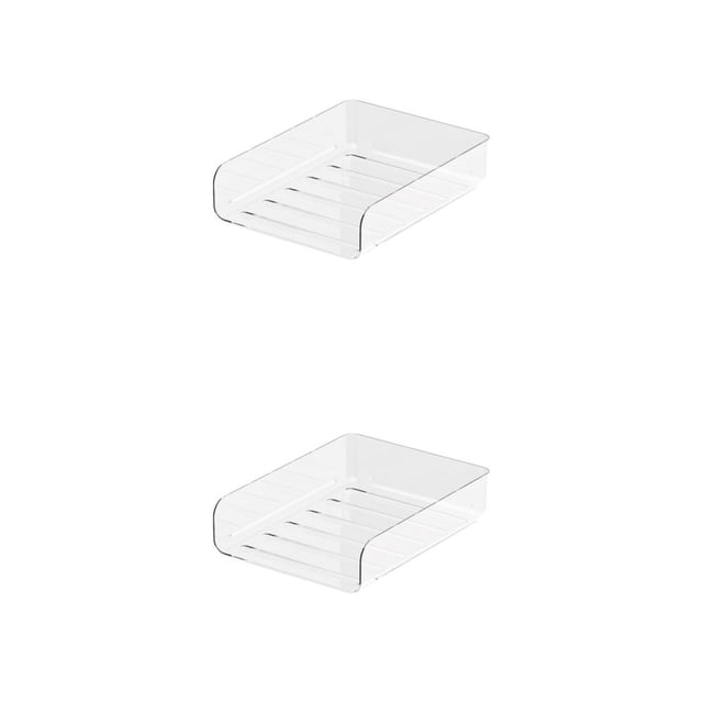 Seitruly Bandeja de archivos de una sola capa, hebilla de ranura colocada firmemente, caja de almacenamiento apilable de moda para el hogar, verticales transparentes 2Conjunto