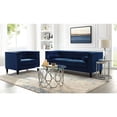 thumbnail image 2 of Inspired Home Rin Velvet Sofa Button Tufted Square Arms Tapered Legs Modern, Navy, 2 of 9