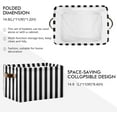 thumbnail image 2 of Foldable Storage Bins Black White Vertical Stripes Fabric Storage Baskets Collapsible Decorative Baskets Closet Organizer Bins with PU Handles for Shelves Home Closet-1Pack Decor Gifts, 2 of 7