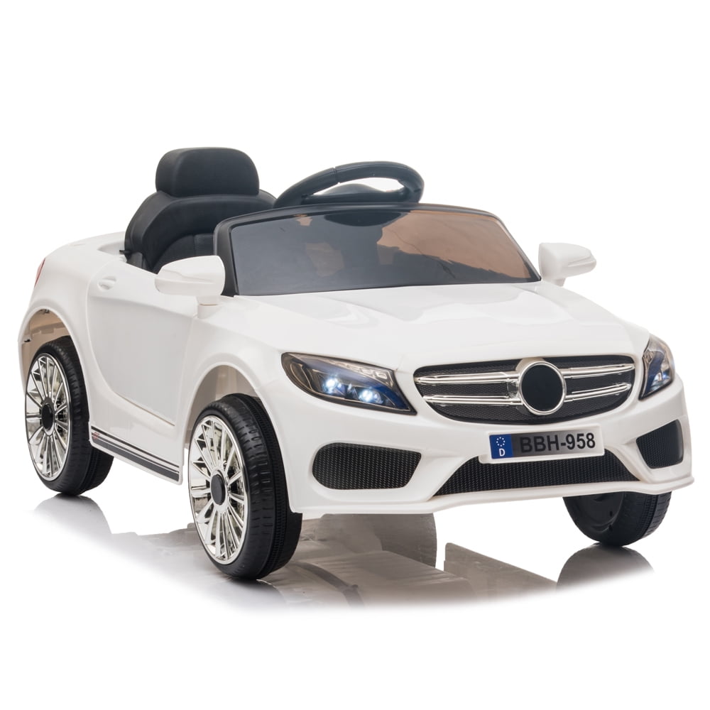 CIPACHO 12V Kids Electric Ride-on Car for Indoor Outdoor, Battery Powered Ride-On Vehicle for Child, White