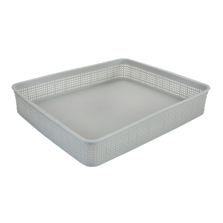 Simplify 10 Pack Plastic Organizing Storage Basket Set, Grey 