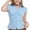 Blue, variant on Womens Business Shirts Lapel Collared Solid Color Short Sleeve Button Down Blouses Casual Basic Top Loose Fit