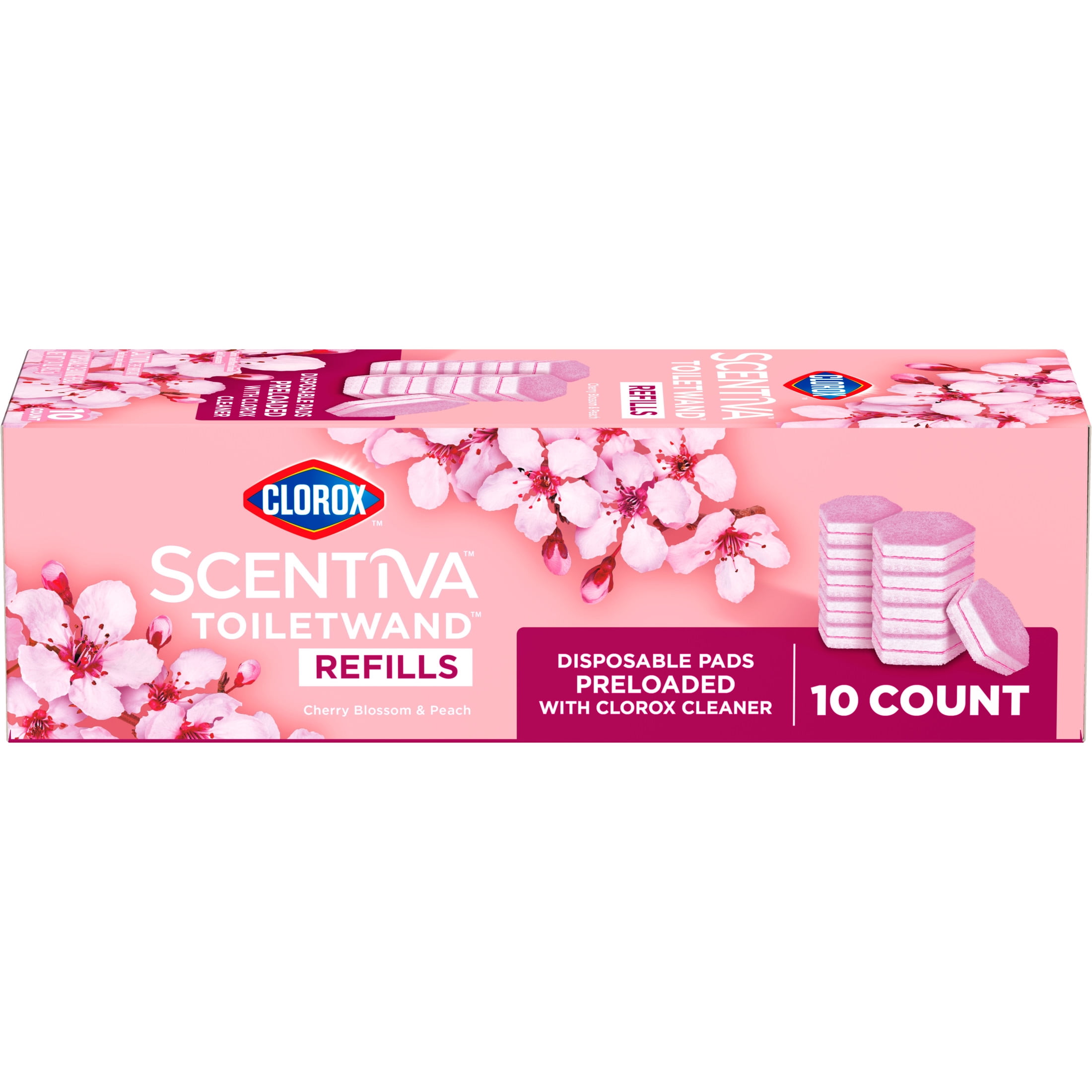 Clorox Scentiva ToiletWand Refills, Cherry Blossom and Peach, 10 Count