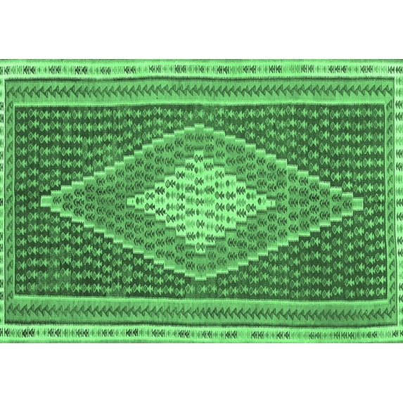 Ahgly Company Indoor Rectangle Abstract Emerald Green Contemporary Area Rugs, 2' x 3'