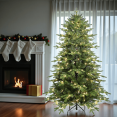 thumbnail image 2 of Tcbosik 7.5ft Pre-Lit Artificial Christmas Tree with 350 Warm White Lights, Easy Setup Hinged Xmas Tree with 2142 Tips & Metal Stand, Easy Assembly, Green, 2 of 8