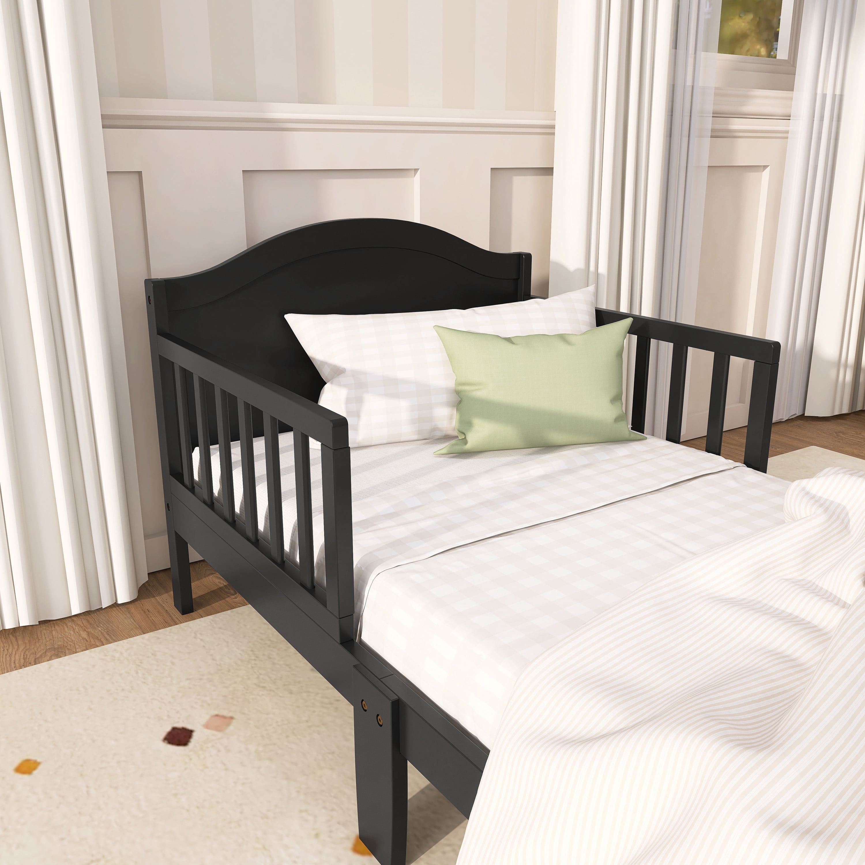 Dream On Me Sydney Toddler Bed with Black Finish and Safety Guard Rails