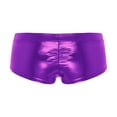 thumbnail image 6 of TiaoBug Women's Shiny Metallic Rave Booty Shorts Liquid Wet Look Bottoms Hot Pants Festival Costume Purple S, 6 of 8
