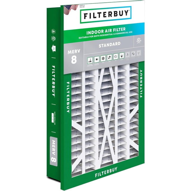 Filterbuy 16x25x5 MERV 8 (MPR 600) Dust Defense, Pleated HVAC AC Furnace Air Filters for Honeywell Return Grille (1-Pack)