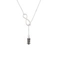thumbnail image 2 of Delight Jewelry Silvertone Antiqued Owl with Clear Crystal Eyes Silver tone Elegant Infinity Lariat Necklace, 2 of 4