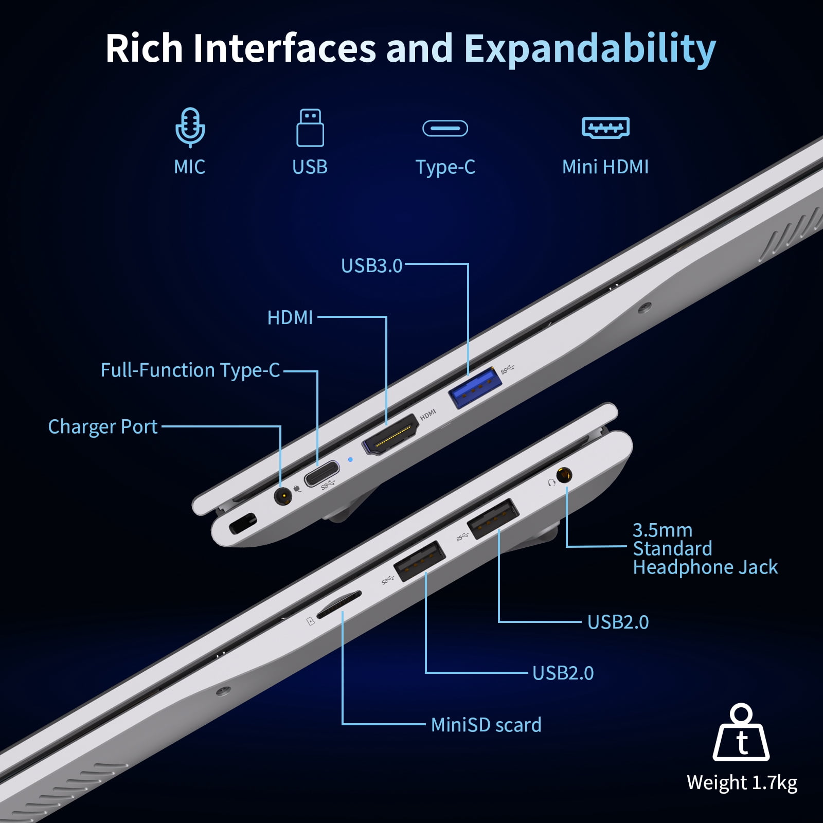 Exsurf 15.6" Laptop computer,Win 11 Pro Notebook, 16GB RAM 1TB SSD, Backlit Keyboard, Fingerprint Unlock,Silver