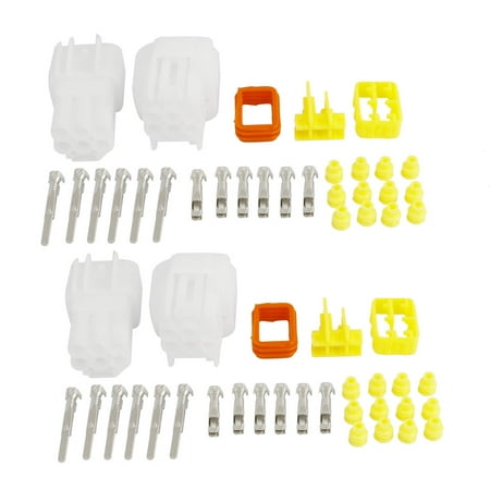 Unique Bargains 2 Set White Wire Connector Plug in 6 Pins 6 Way Waterproof Weather Proof for (Best Way To Solder Two Wires)